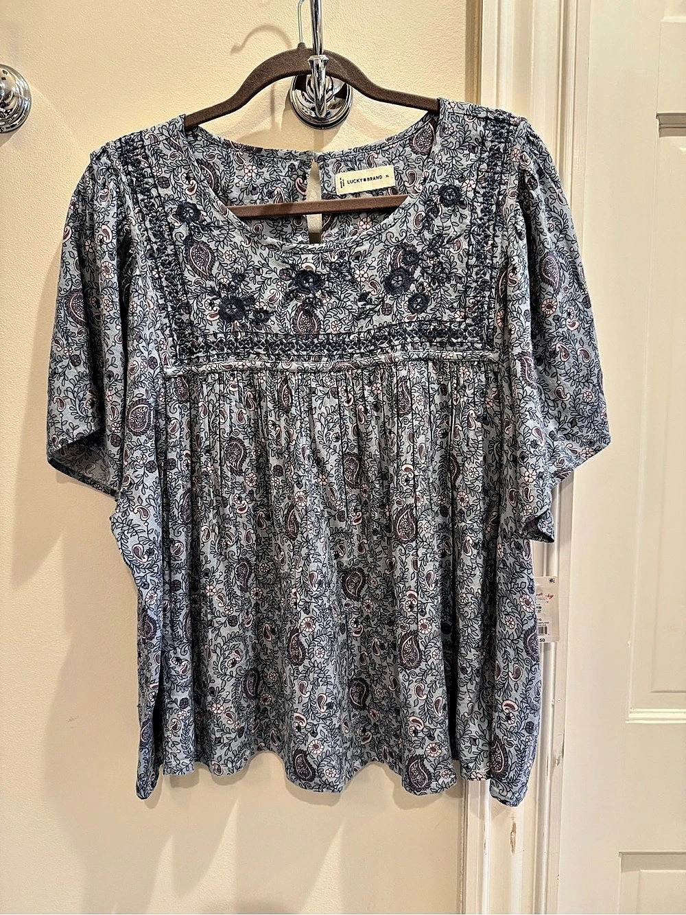 Lucky Brand Paisley Blouse in Blue & Purples